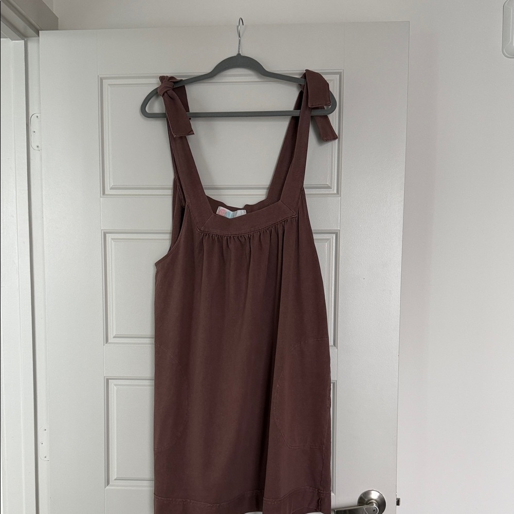 Free People Mauve-Brown Tie Strap Mini Dress